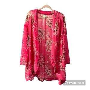 Ladies Pink Floral Kimono Size XL